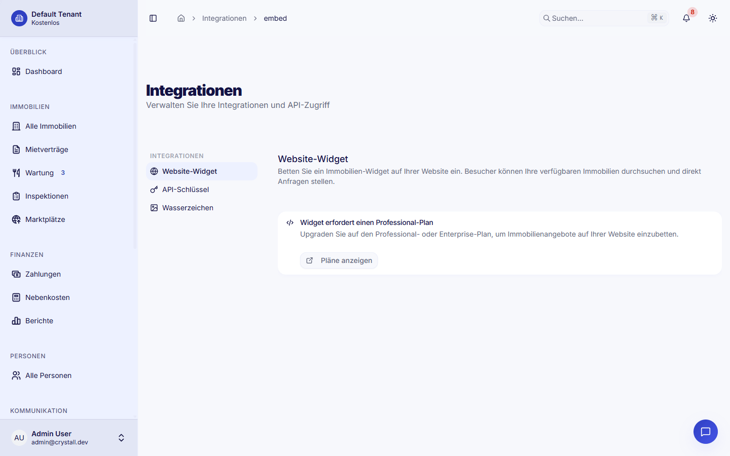 API-Zugang & Website-Widget