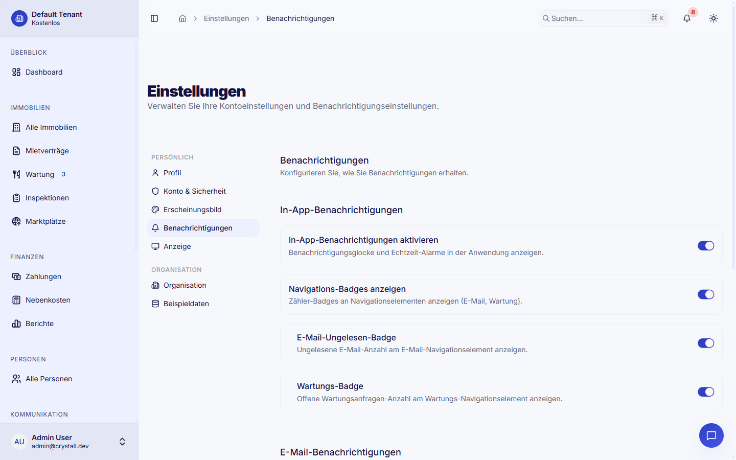 Benachrichtigungen & Erinnerungen